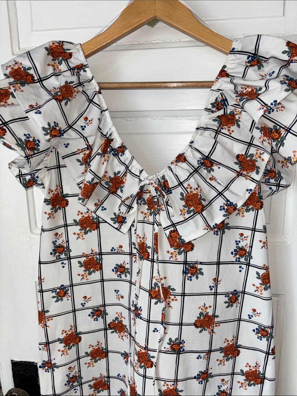 ZARA RUFFLE COLLAR MIDI DRESS - Picture 3 of 10